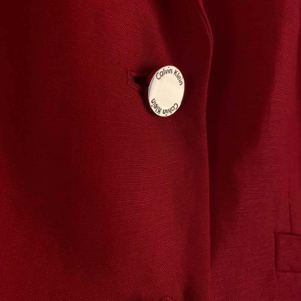 Calvin Klein Blazer Jacket Red Gold Buttons - Picture 6 of 8